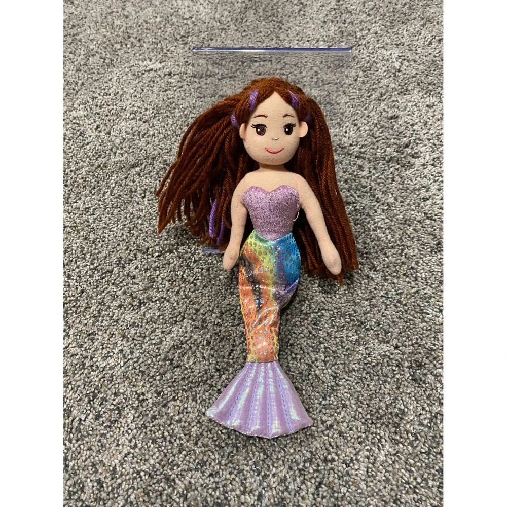 Aurora Mermaid Plush Kids 9 Inch Multicolor Excellent Sea Sparkles Yarn Hair